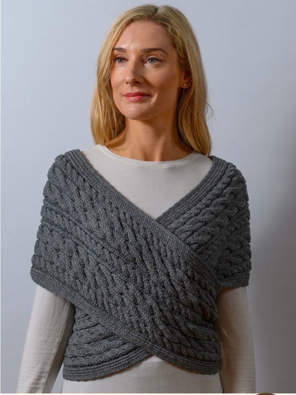 NWT Fisherman Out of Ireland Crossover Wrap - Grey